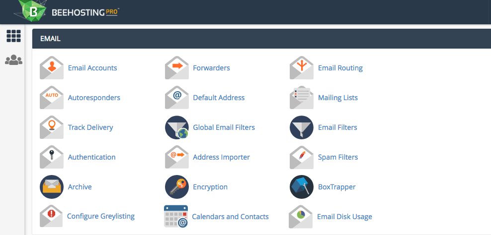 The Email section in cPanel. email