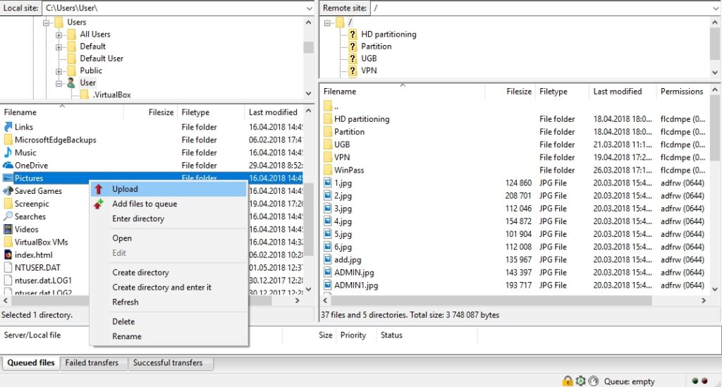 FTP client using FileZilla as an example filezilla3 1 1024x549