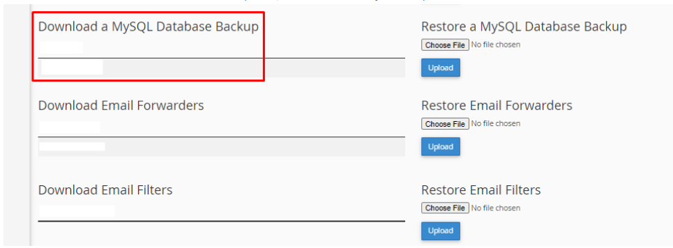 How to Use the cPanel Backup Tool? download a mysql database backup