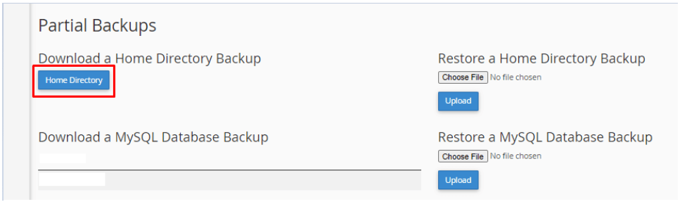How to Use the cPanel Backup Tool? partial backups cpanel