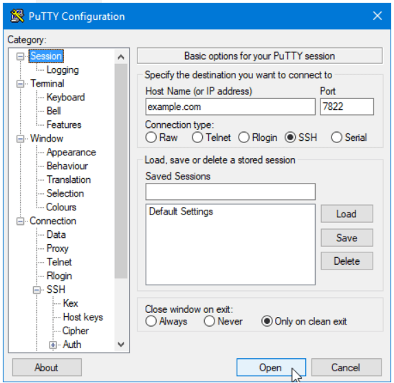 How to set up a remote MySQL connection putty congiguration session