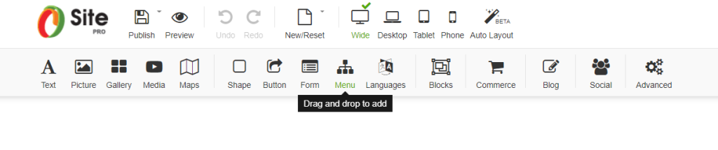 How to use Menu? drag and drop menu website builder 1024x215