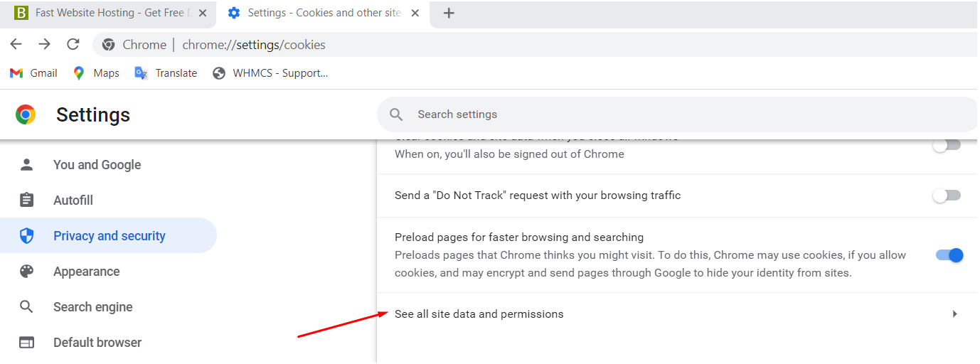 Kuidas kustutada Google Chromei vahemälu, küpsiseid ja sirvimisajalugu all site data permissions google