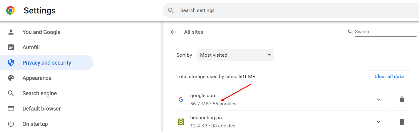 Kuidas kustutada Google Chromei vahemälu, küpsiseid ja sirvimisajalugu clear individual cookies google