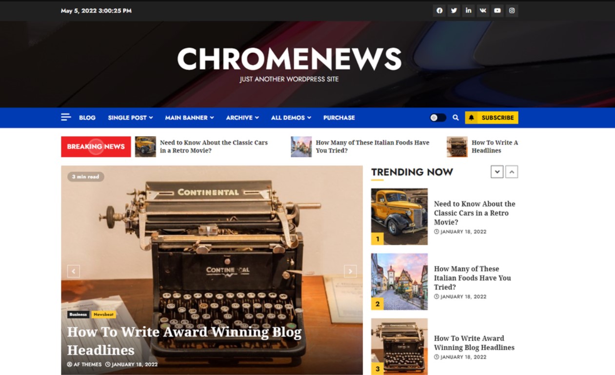 Best Free WordPress Themes wordpress theme chromenews