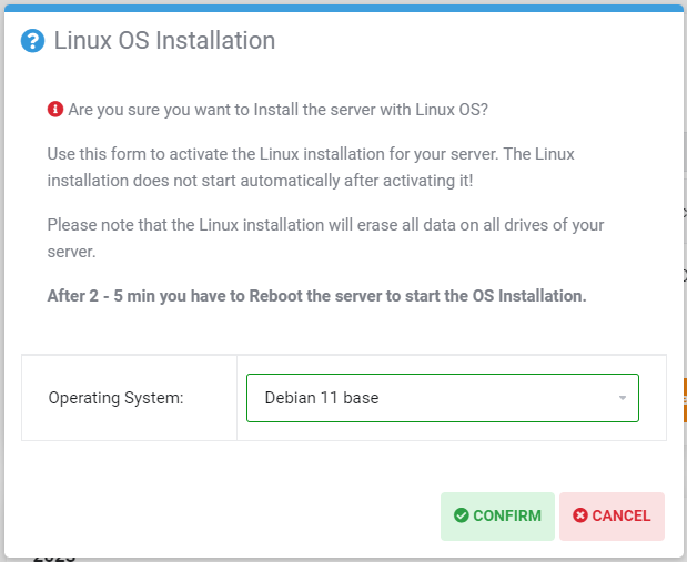 Installing and reinstalling Linux on dedicated server linux os installation