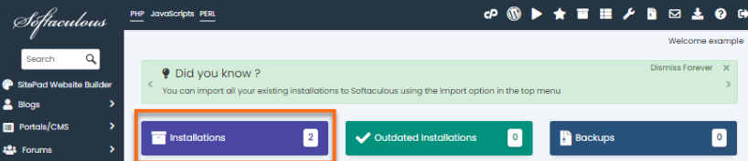 How to Clone an Installation with Softaculous softaculous all installations