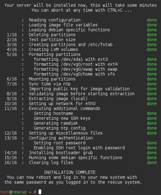 Installimage skripti erinevate Linuxi distributsioonide installimiseks installimage 2