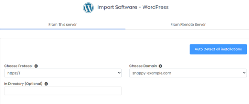 Kaip importuoti „WordPress“ ar programas į „Softaculous“. softaculous import software public